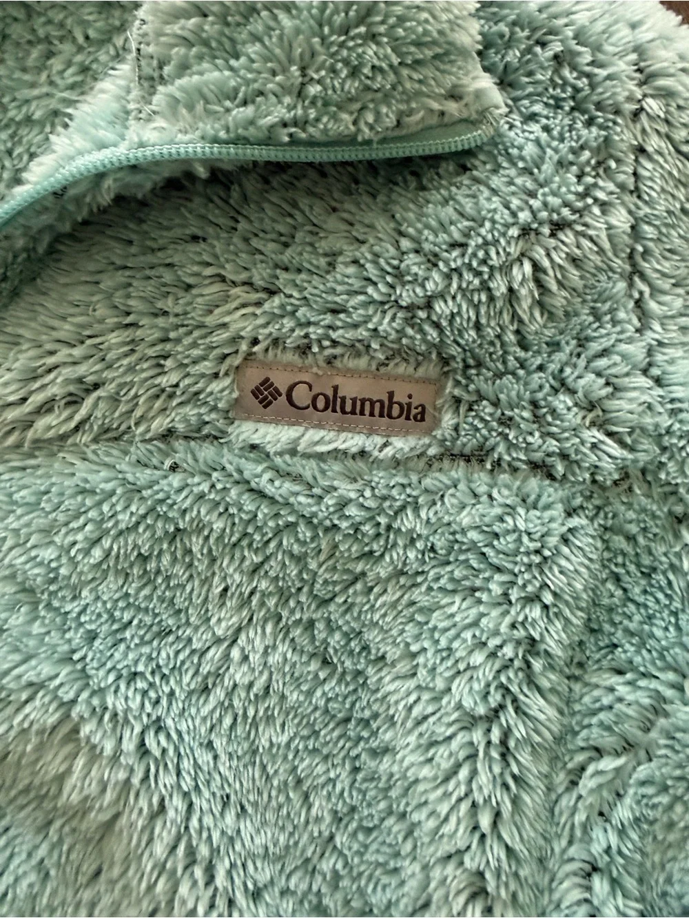 Columbia Light Mint Green Sherpa Fireside II Full Zip Sherpa Fleece Jacket SZ L - Picture 8 of 12